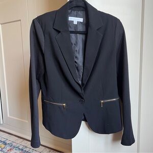 New York & Company Black Blazer with Gold Zippers